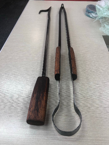 Here we have one of the first ever sets of poker and tongs we ever made. Pride ourselves on making sure we try and keep them the same over time so you know what your getting 