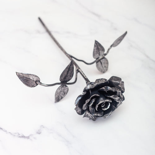 Another view of our steel rose made by Blacksmith Justin Stockbridge from All Fired Up