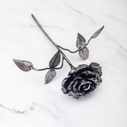 Another view of our steel rose made by Blacksmith Justin Stockbridge from All Fired Up