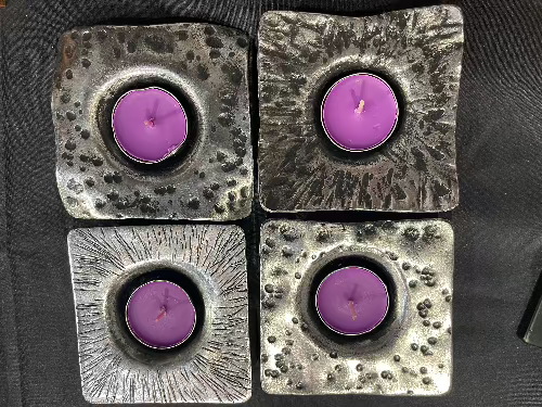 Tealight candles are made from strong mild steel and won't allow the transfer of heat. Different patterns give you a lucky dip for products. 