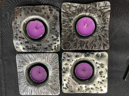 Tealight candles are made from strong mild steel and won't allow the transfer of heat. Different patterns give you a lucky dip for products. 